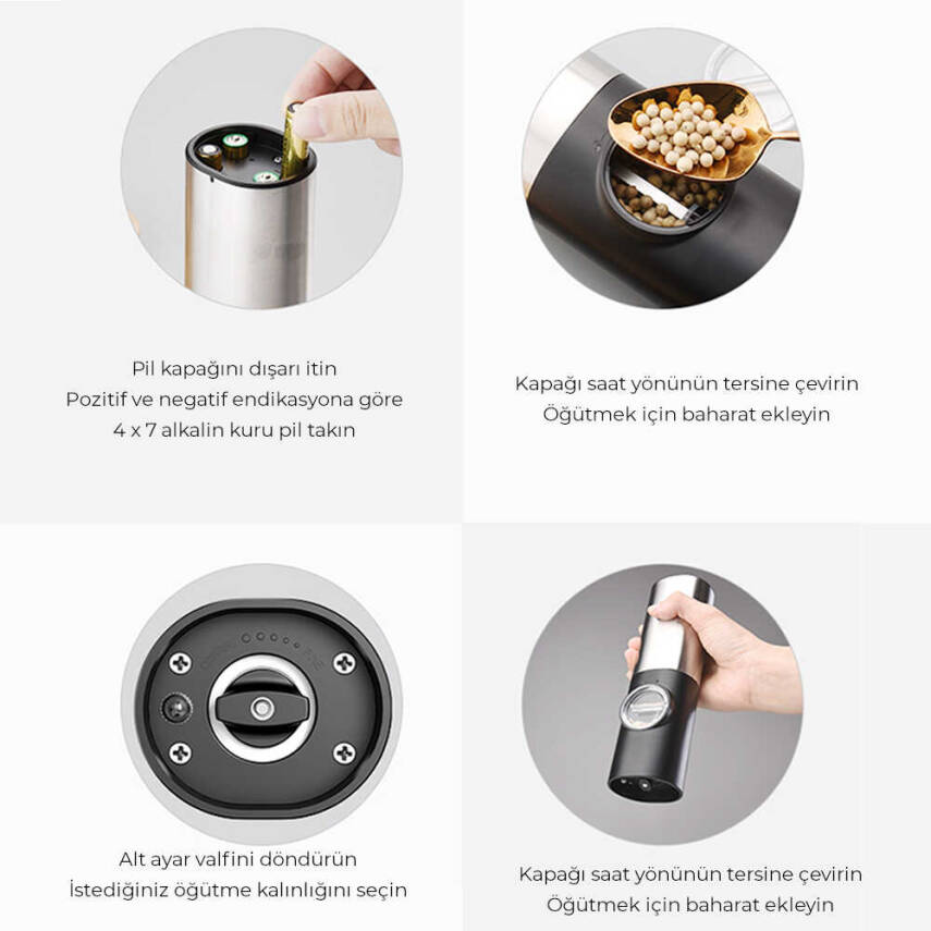 Neutron Pilli Tuz ve Baharat Öğütücü Tekli - 10
