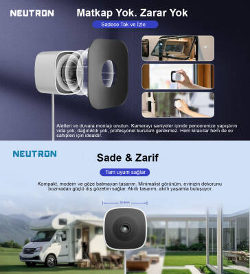Neutron Manyetik Yapışkanlı 3MP Kablosuz Pencere Kamerası - 3