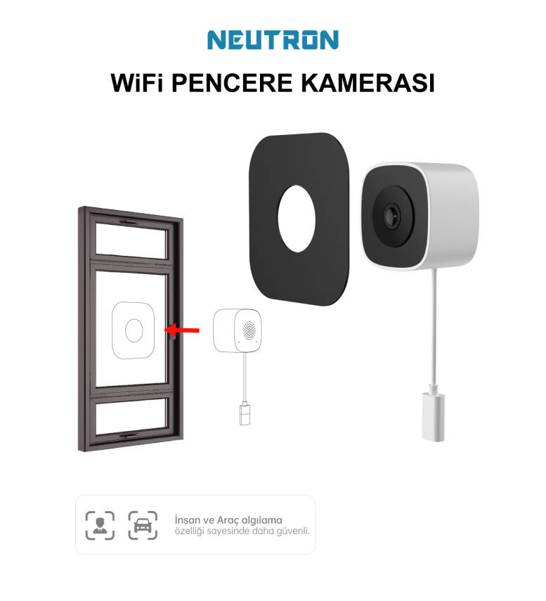 Neutron Manyetik Yapışkanlı 3MP Kablosuz Pencere Kamerası - 5