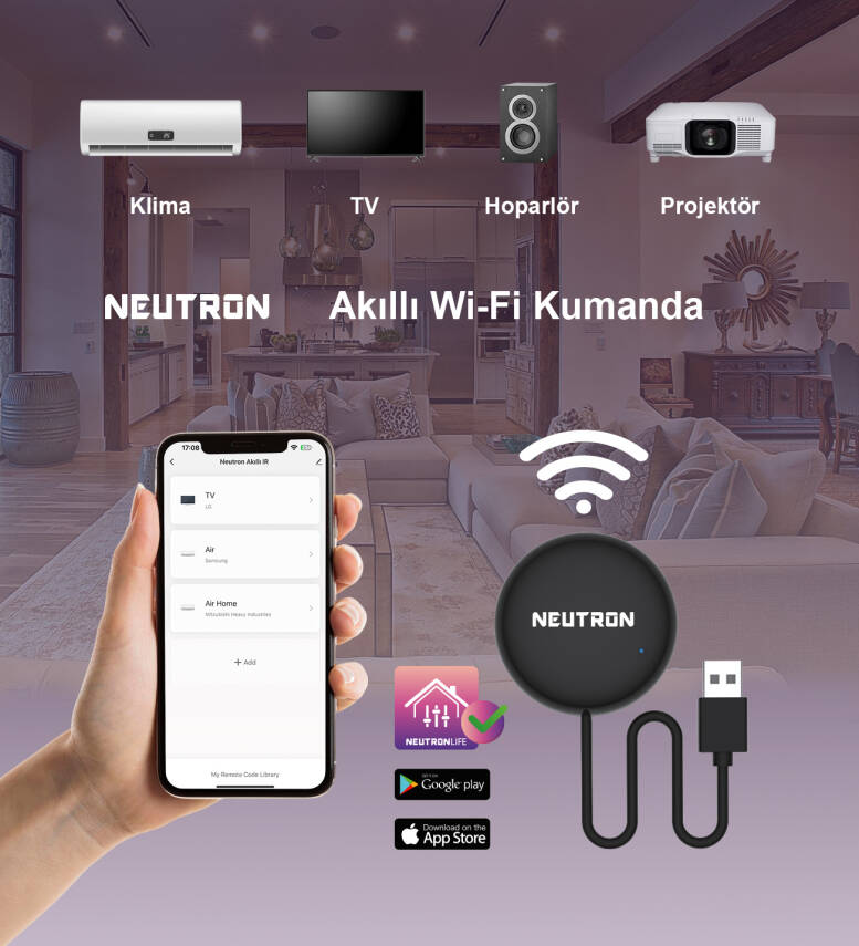 Neutron Akıllı Wifi Kumanda, Tüm Cihazları Telefondan Yönetme - 1