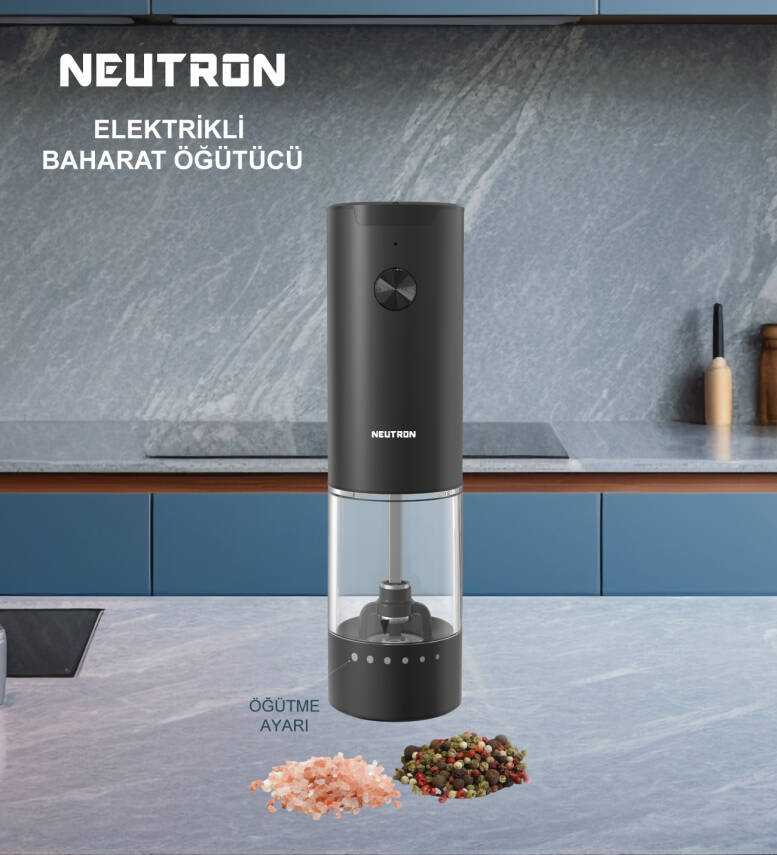 Neutron Dıştan Öğütme Ayarlı Pilli Tuz ve Baharat Öğütücü Tekli - 1